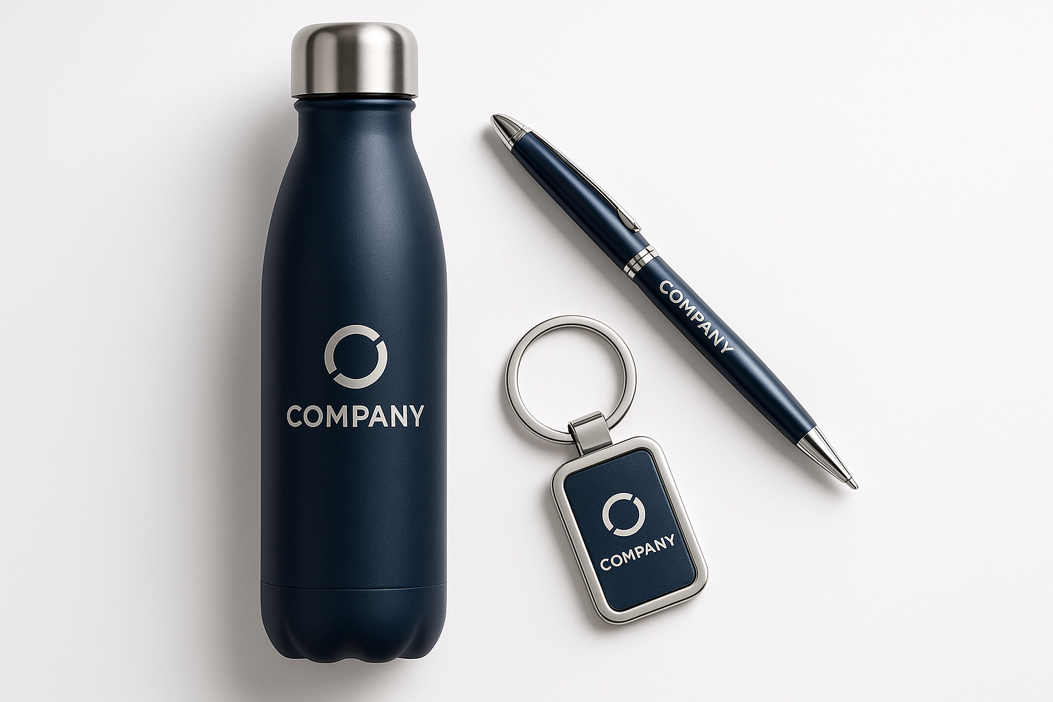 corporate customized bottle, pen, keychain